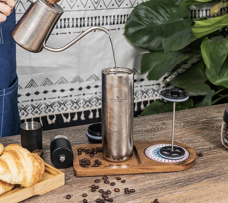 Boundless Voyage 450 ml Titan French Press Kaffeebecher Thermoskanne mit Deckel, doppelwandiger isolierter Wasserflaschenbecher Ti3255D – Detail 8