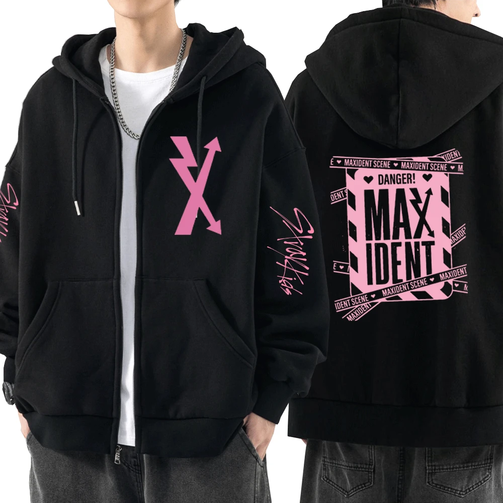 

Stray Kids Maxident Zipper Hoodies Korean Fashion Couple Coat Autumn Winter Oversized Zip Up Sweatshirts Unisex Streetwear