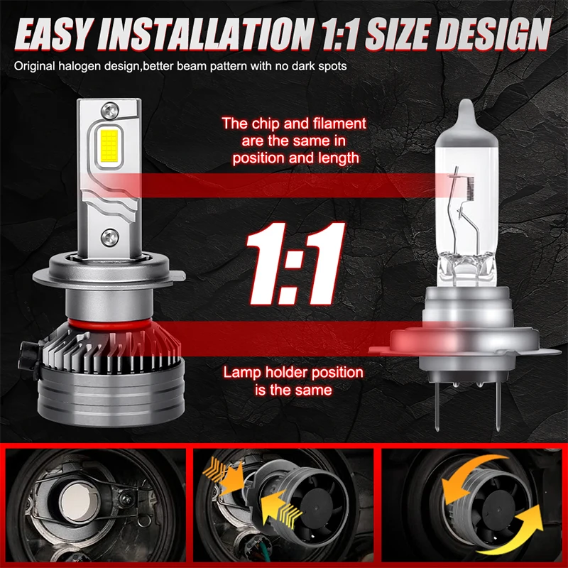 H4 캔버스 LED 헤드라이트 9094 CSP 칩 LED H7 H1 H11 H8 H9 9005 9006 HB3 HB4 9012 HIR2 안개등 자동차 헤드램프 6000K 백색 12V24V