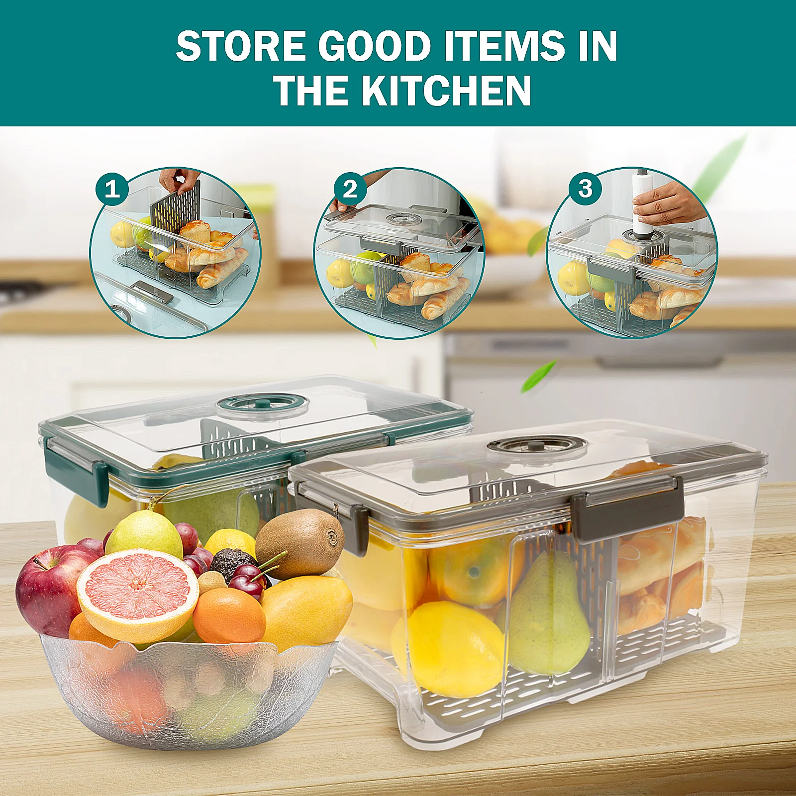 Contenitore Per Pane Con Timer - Scatola Trasparente Ermetica Per Alimenti E Forno - 2
