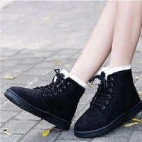 Smile Pop Winter New Flat Snow Boots Comfortable Warm Velvet Plush Cotton Shoes Round Toe Snow Boots Lace-up Short Boots Women - Image 2
