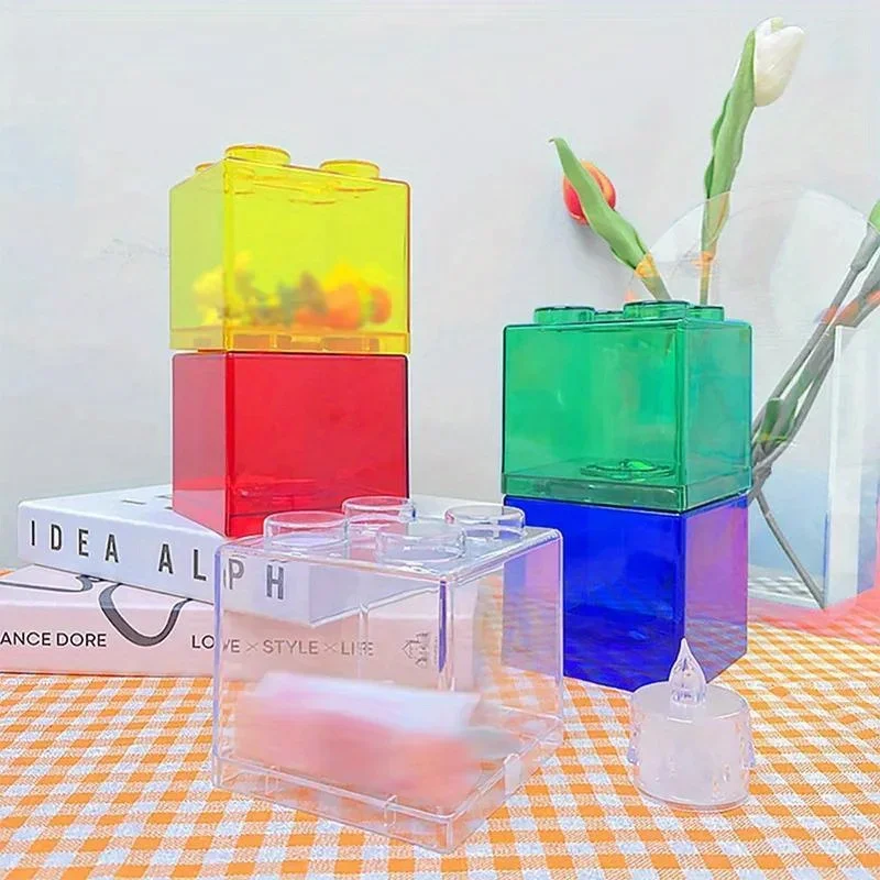 Plastic Savings Jars 4 Clear Plastic Building Blocks Money Boxes Coin Savings Boxes Savings Jars for Children's Toys Gifts