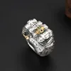 Retro Golden Skull Fist Ring For Men Punk Gothic Rock Hiphop Open Ring Handmade Unisex Jewelry Bikers Accessories Lovers Gift 4