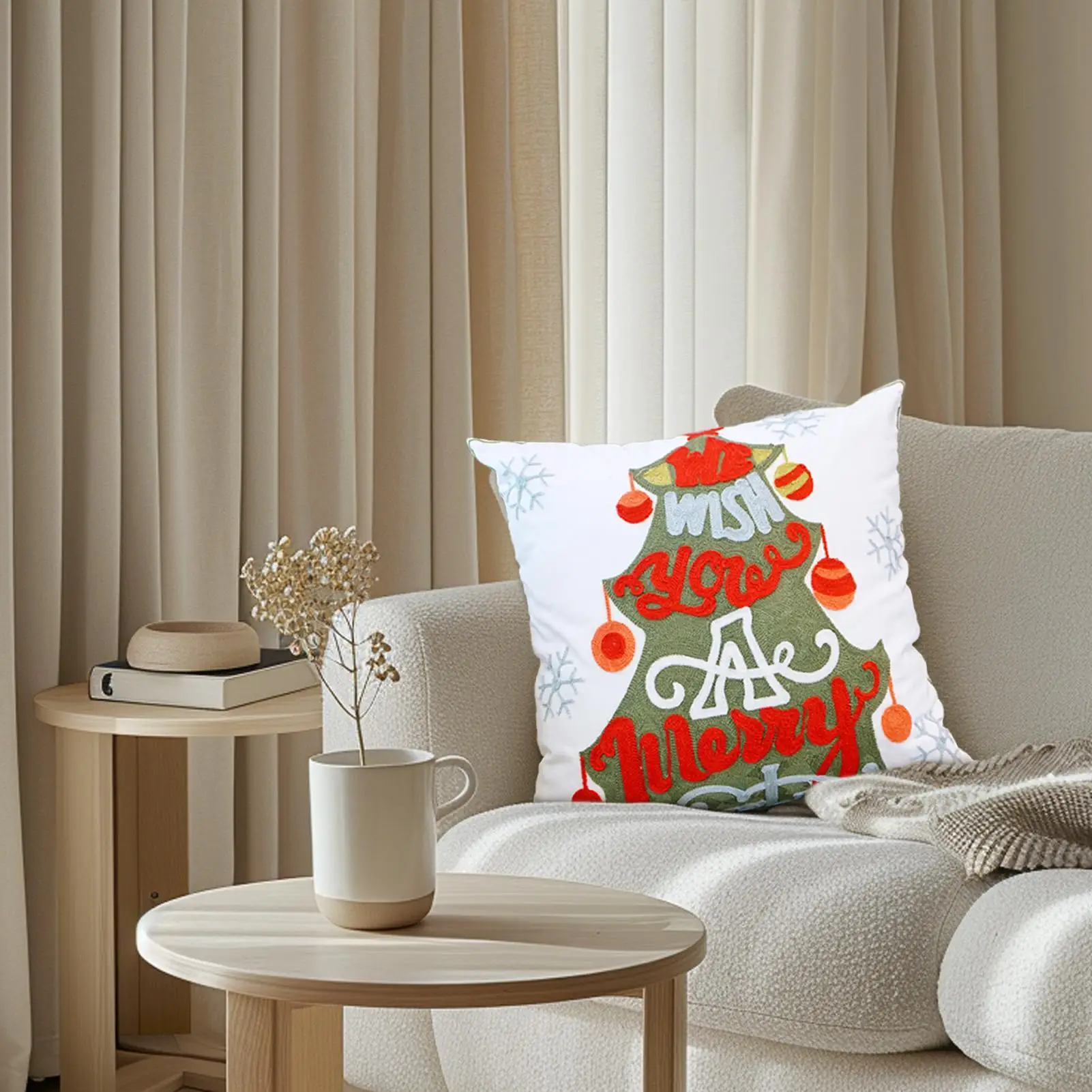 Christmas Pillow Cases 18 X 18 Inch Embroidered Pillowcase Embroidered Pillow Cover For Living Room Bedroom Couch Sofa Bed Car