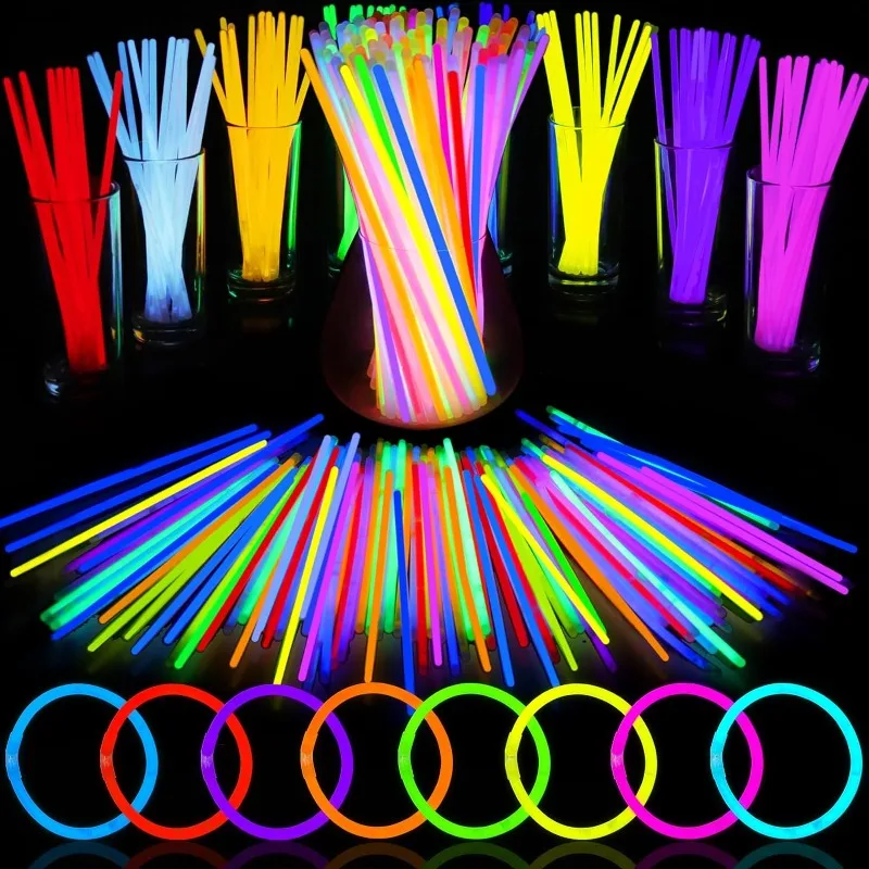 10/100Pcs Fluorescence Glow Sticks Party Multicolor Bendable Glow Bracelet Party Supplies glow sticks glow in the dark bracelet