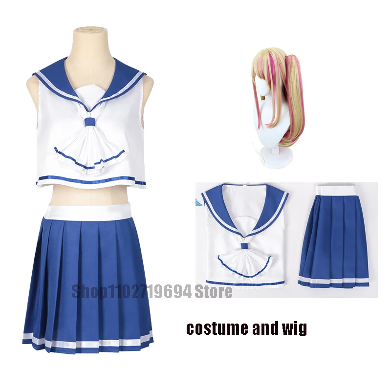 

New Anime OSHI NO KO Rubii Ruby Hoshino Cosplay Costume Wig School Uniform Tops Skirt Stsge Party Gift Sailor Uniform JK Suit