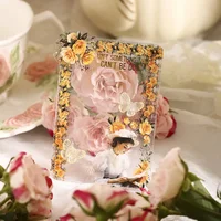 1Roll 2M PET Film Flower Painting Romantic Vintage Plant Handbook Collage European Scrapbook 60mm*2m Tape Roll Adhesive 1
