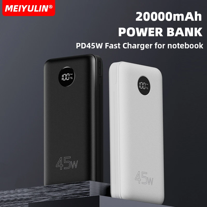 

20000mAh Large Capacity Power Bank USB C PD 45W Fast Charge External Battery Pack For iPhone 15 Xiaomi Samsung Laptop Powerbank