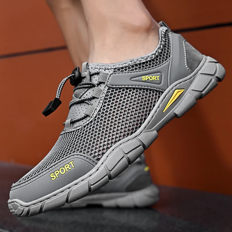 Summer Mesh Shoes Men Sneakers Plus Size Lightweight Breathable Walking Footwear 2023 New Lace Up Comfortable Casual Men's Shoes