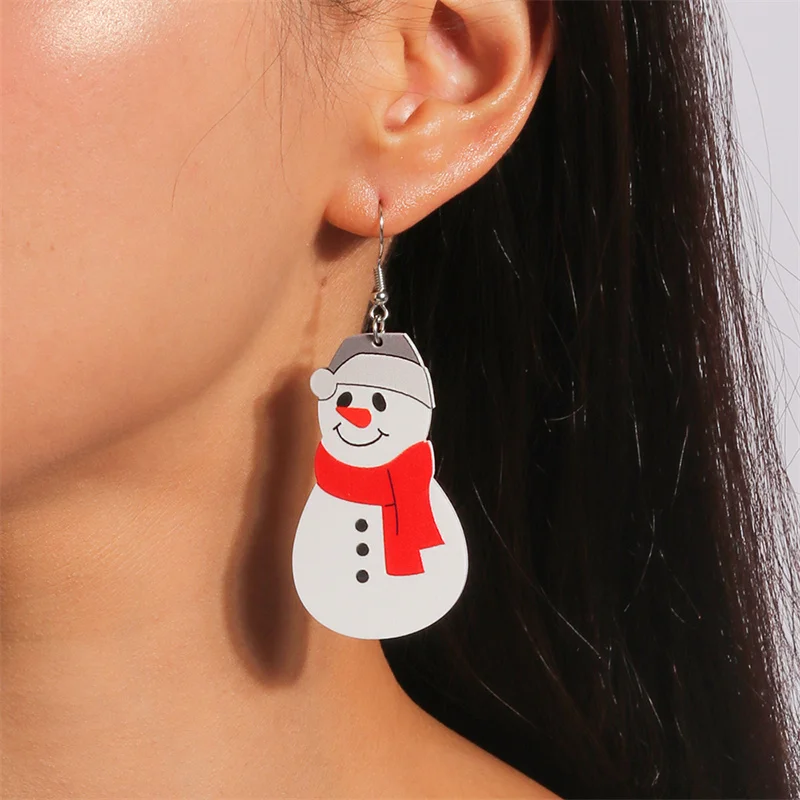 Leslie Acryl Niedliche Weihnachtsohrringe Weihnachtsmann Rentier Zuckerstange Schneemann Weihnachtsbaum Charm-Ohrringe Frohes Neues Jahr Schmuckgeschenke – Detail 9