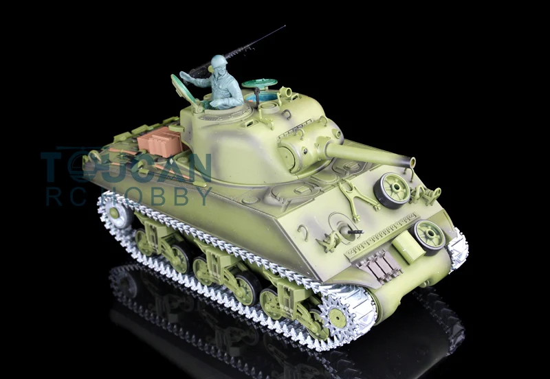 Upgraded Heng long 1/16 Scale 7.0 M4A3 Sher RC Tank 3898 Barrel Recoil 360 Rotating Turret Outdoor Toys Model 3