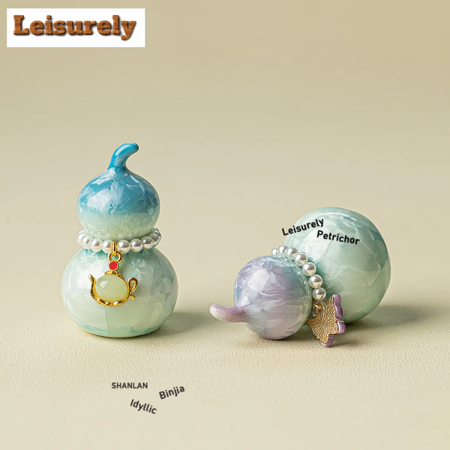 Creative Crystal Glaze Gradient Ramp Small Gourd Tea Pet Traditional Exquisite Miniatures Tea Figurine Play Toys Tea Ornaments