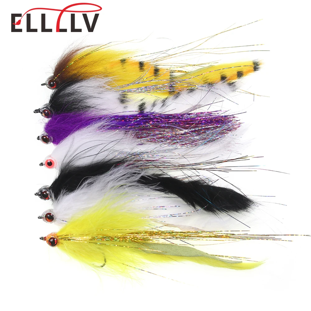 1 ST ~ 3 STUKS 1/0 # 2/0 # Zoutwater Grote Vis Vlieg Opschorting Aas Vis  Streamers Fly Muskie Snoek Bass Vissen Lokt Wit Geel Paars - AliExpress, image size:1000x1000