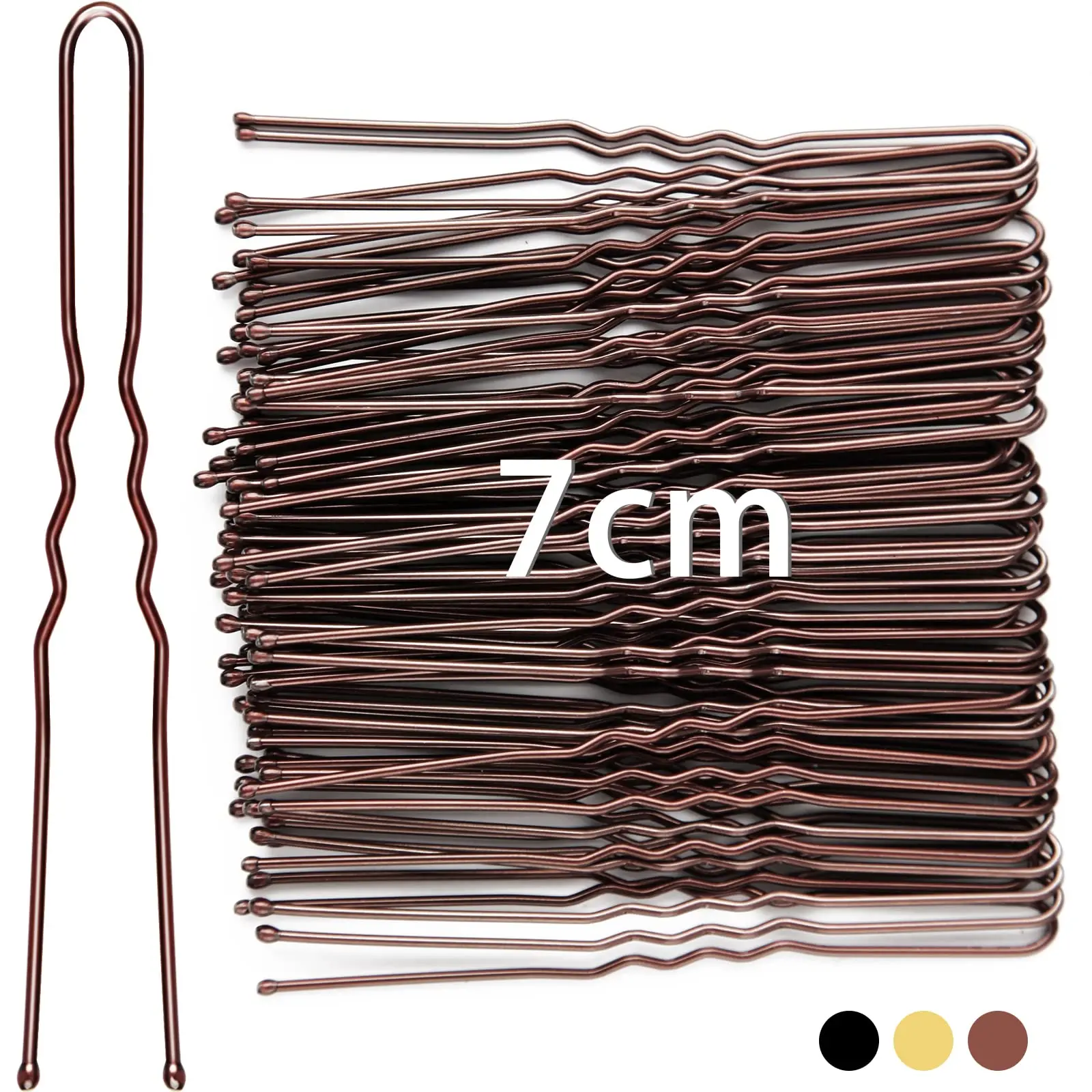 Description Picture 2 of item7cm Hair Pins for Buns 50pcs Bobby Pins Brown Hair U Shaped Hairpins for Women Girls Hair Styling Accessories for Salon Home Use
