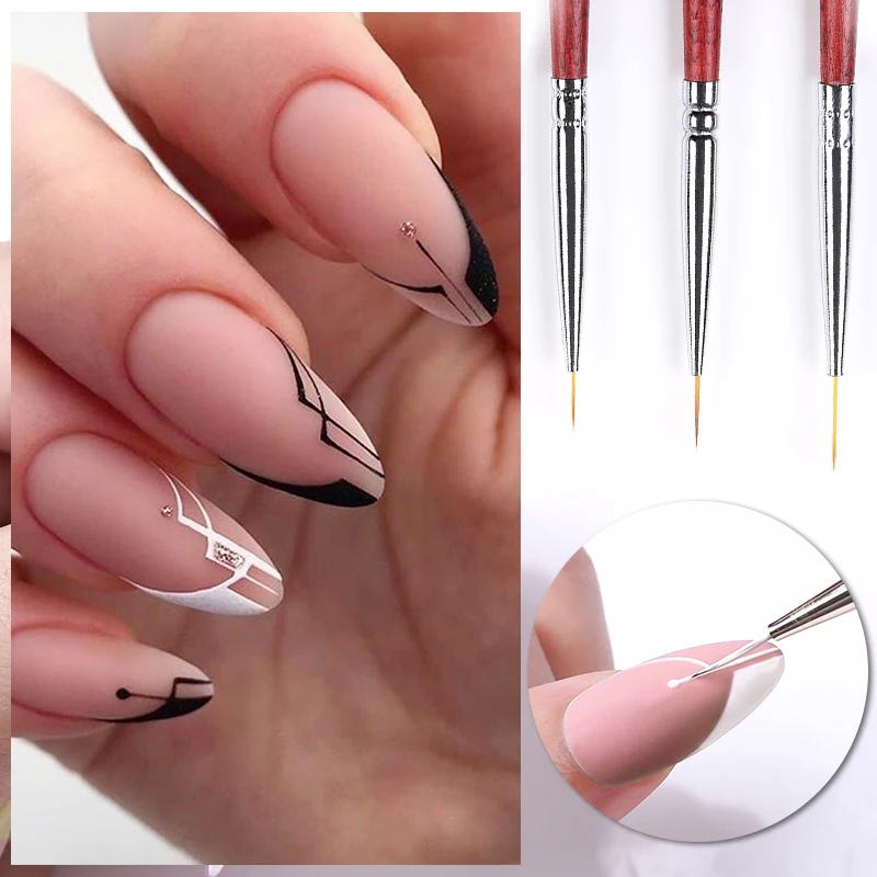 Nail Art Liner Brush 3D Ultra-thin Line Drawing Pen Extension Acrylic  French Stripe UV Gel Painting Brushes Nail Manicure Tools - AliExpress