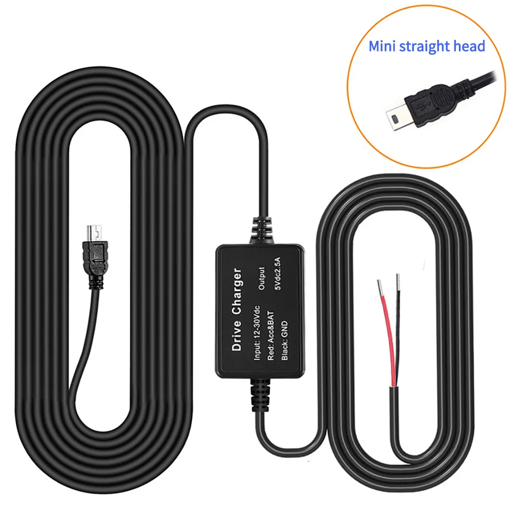 대시 캠 하드 와이어 키트 마이크로 Type-C USB 포트 DC 12/24V  5V 차량용 충전기 2A 24H 주차 모니터 DVRS GPS 레코더 용 벅 라인