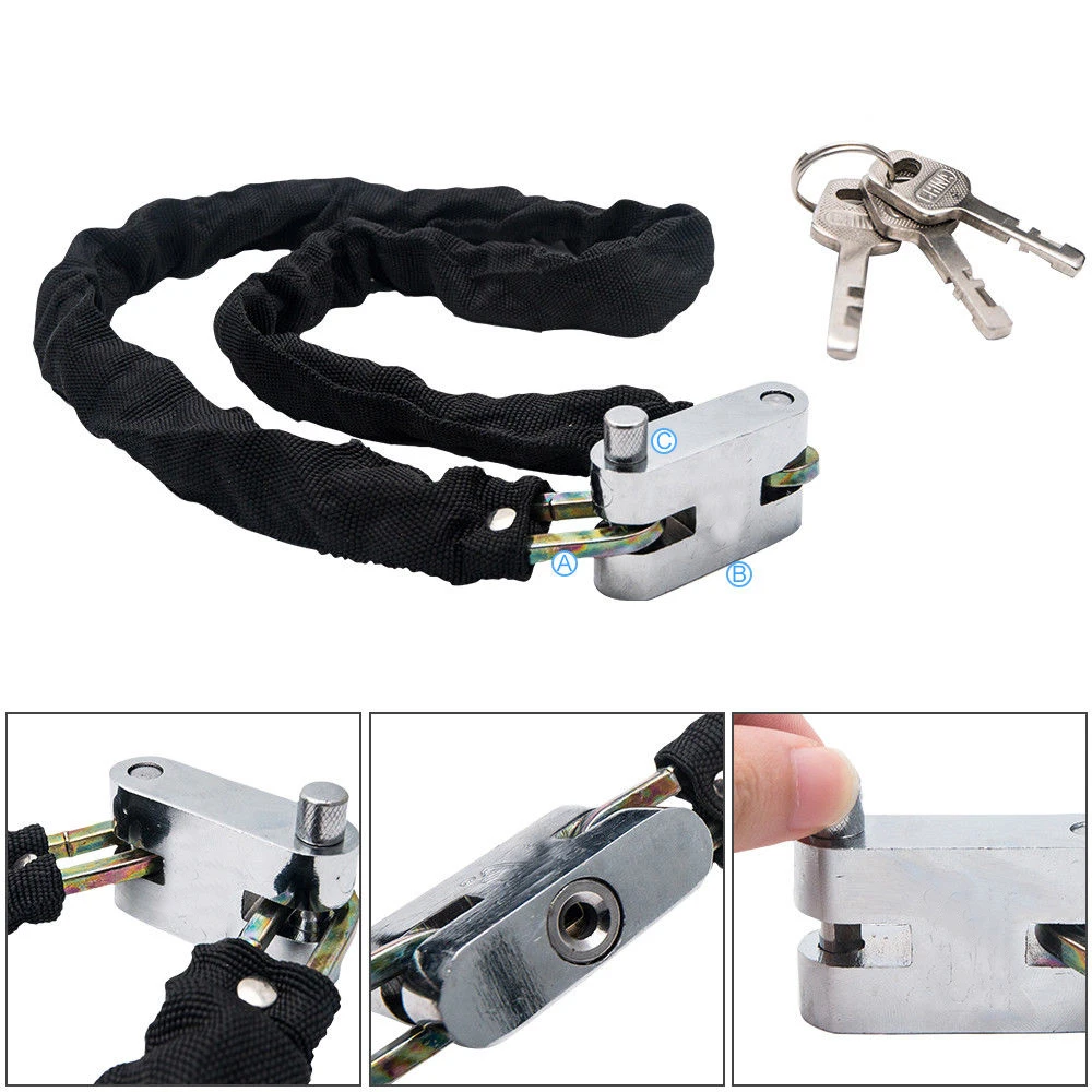 Hoge Kwaliteit Gehard Staal Anti-Diefstal Slot Beschermende Textiel Buitenste Mouw Motorfiets Scooter Fiets Heavy Duty Chain Lock