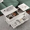 47.2" Lift Top Coffee Table with 2 Storage Drawers and Hidden Compartment Seventable Coffee Table ,Retro Center Table 2