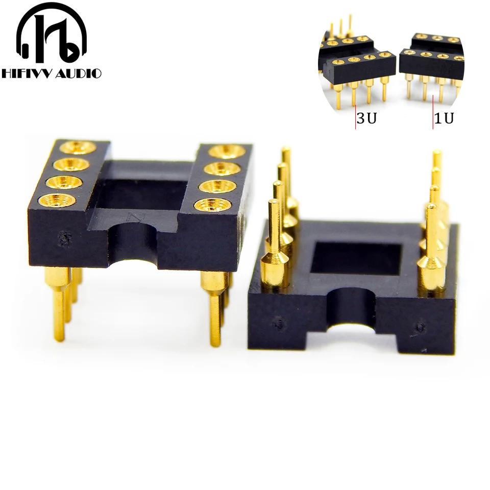 10PCS 14-Pin DIP/SIP Gold Round IC Sockets - 2.54mm Pitch Solder Type Adapters