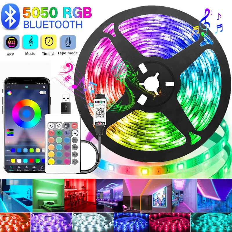 Led Light Strip For Rooms Rgb Usb 5050 Tape 20M Led Wall Room Lights