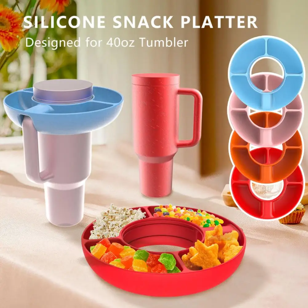 

Popcorn Snack Bowl Cup Snack Bowl Reusable Food Grade Tumbler Snack Bowl Smooth 4 Compartment Water Cup with Upper for On-the-go