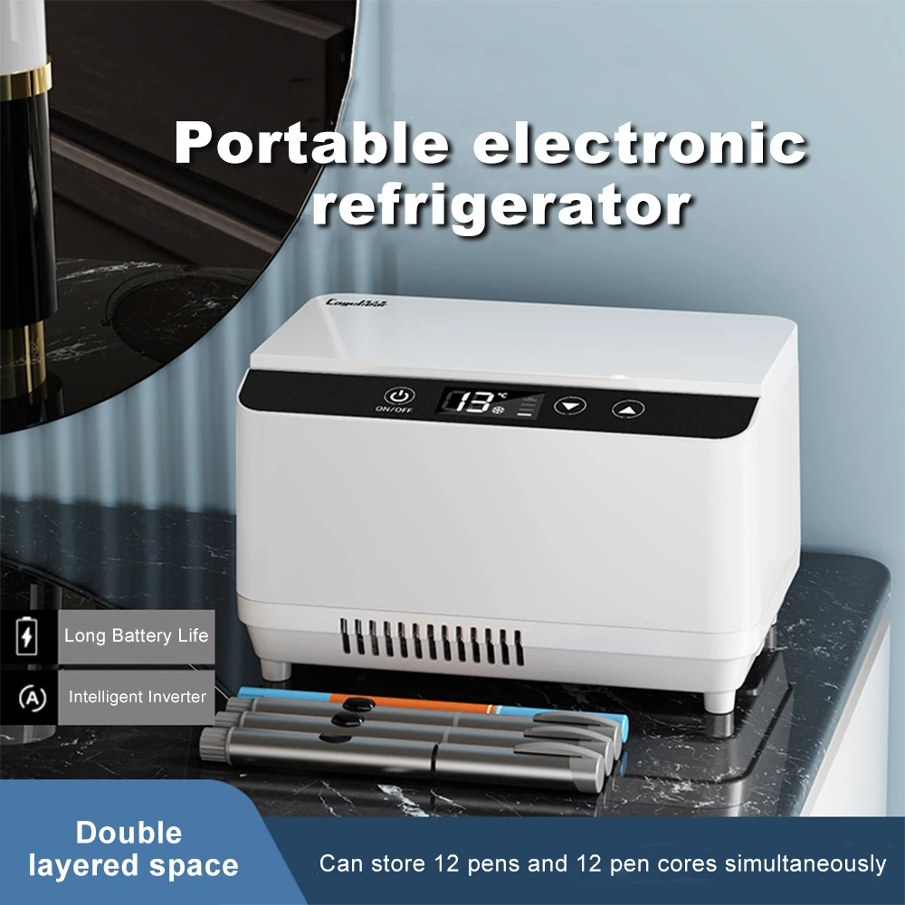 Insulin Refrigerated DC 220V 12V Car Portable Cool Box USB Charging Double-layer Mini Drug Fridge Household Camping Travel