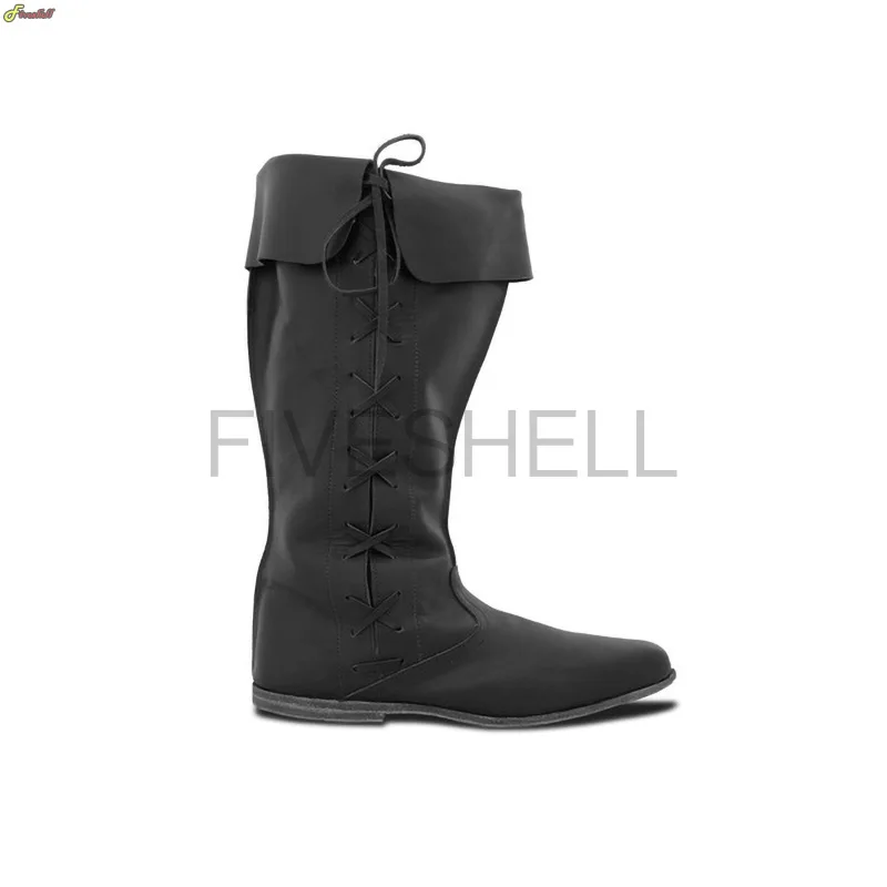 Cosplay Shoes Medieval Leather Men Boots Halloween Carnival Knight Pirate Gothic Punk Shoes