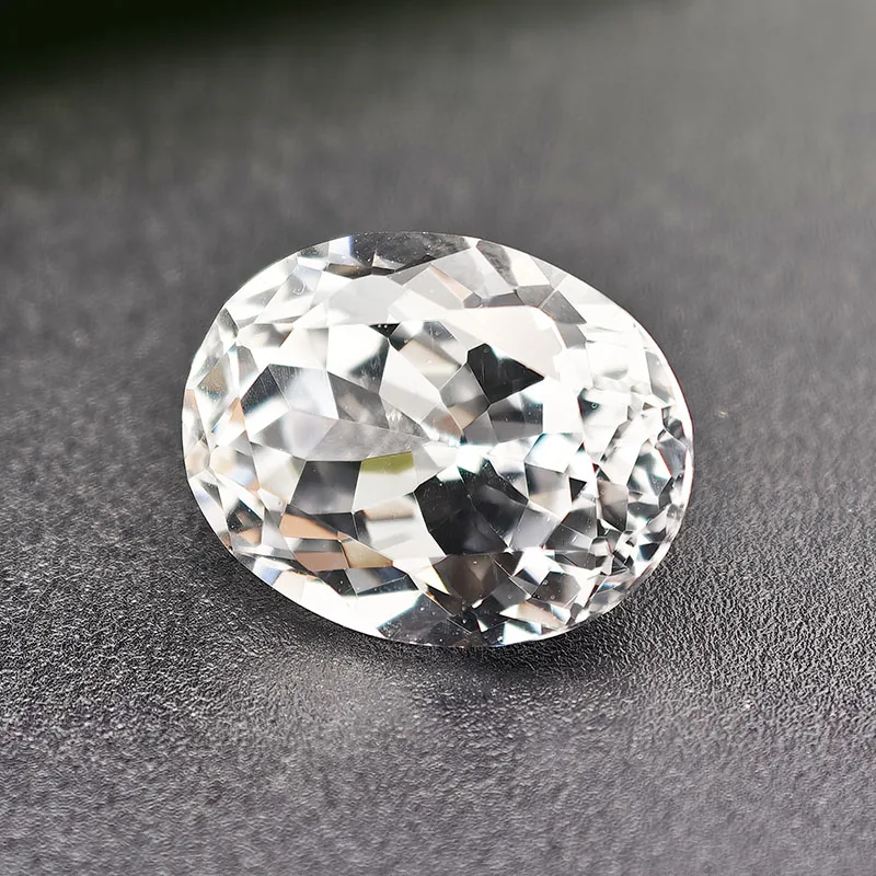 최고급 슈퍼 화이트 합성 사파이어 원석 오벌 컷 5x7mm-10x12mm 제작된 화이트 커런덤 스톤 (보석 제작용)