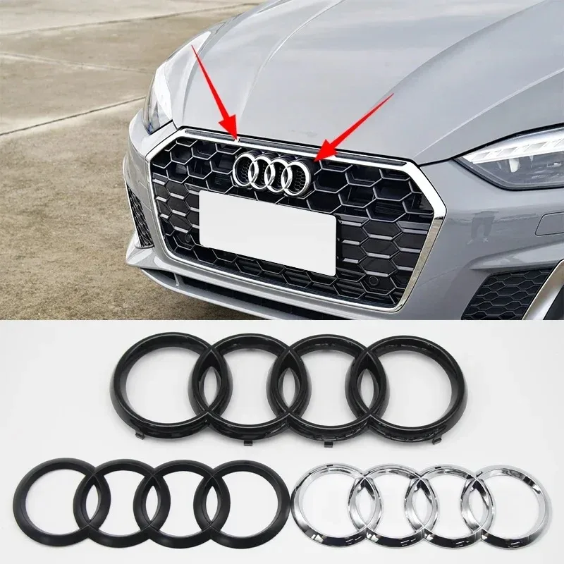Sleek ABS Car Hood and Rear Logo Emblem - 4 Rings Design