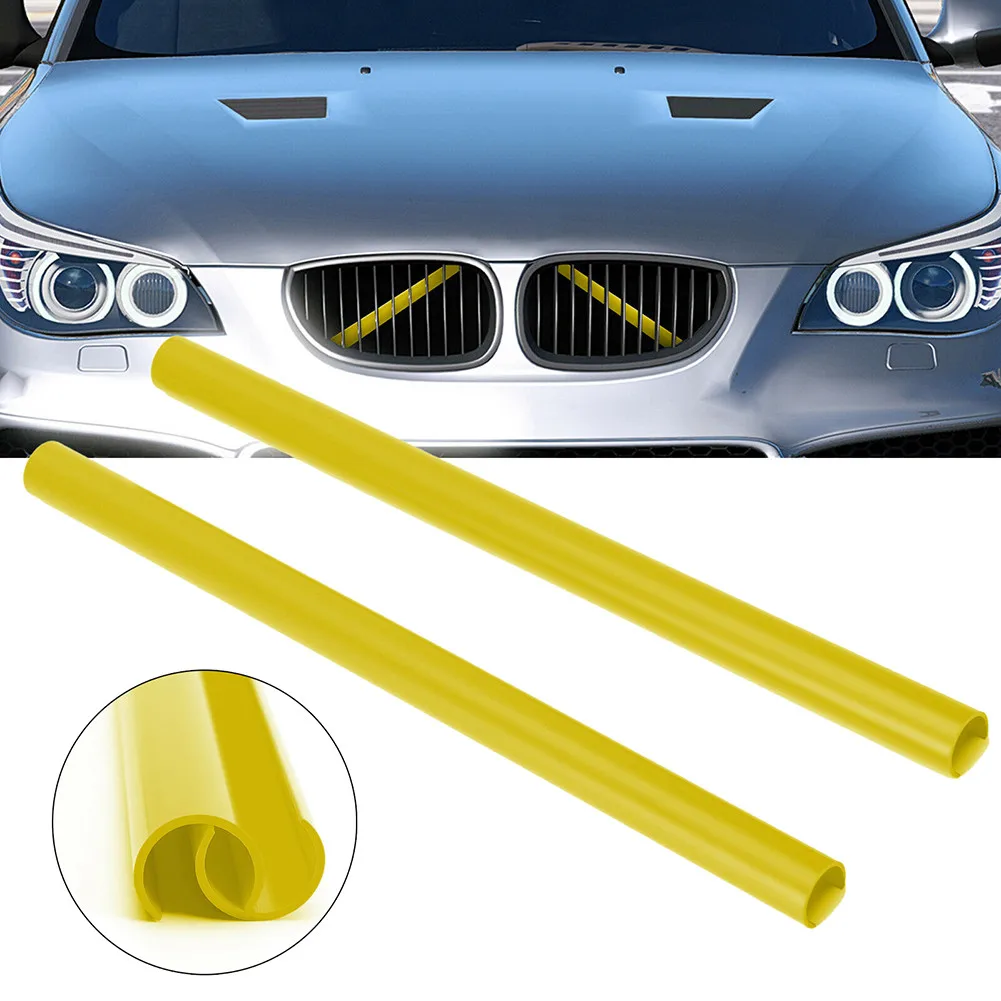 1Pair Support Grill Bar V Brace Wrap For BMW E60 Yellow #E Front Grille Trim Strips Automobiles Accessories