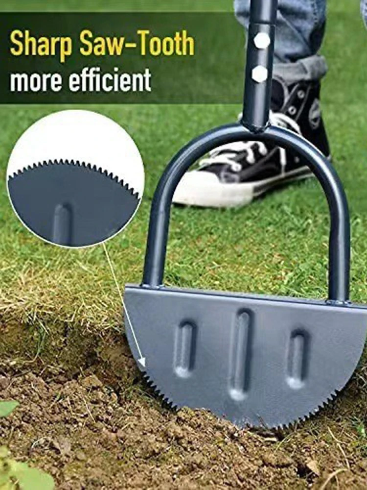 Manual Trimming Shovel With T-Grip Half Moon Serrated Lawn Trimmer Multifunctional Reinforced Gardening for Home Garden Supplies