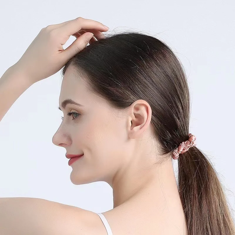 100 % reine Maulbeerseide, Haargummi, handgefertigte Haarbänder, Damen- und Mädchen-Haar-Accessoires, reine Farbe, natürliche Haarspangen, 2 cm – Detail 7