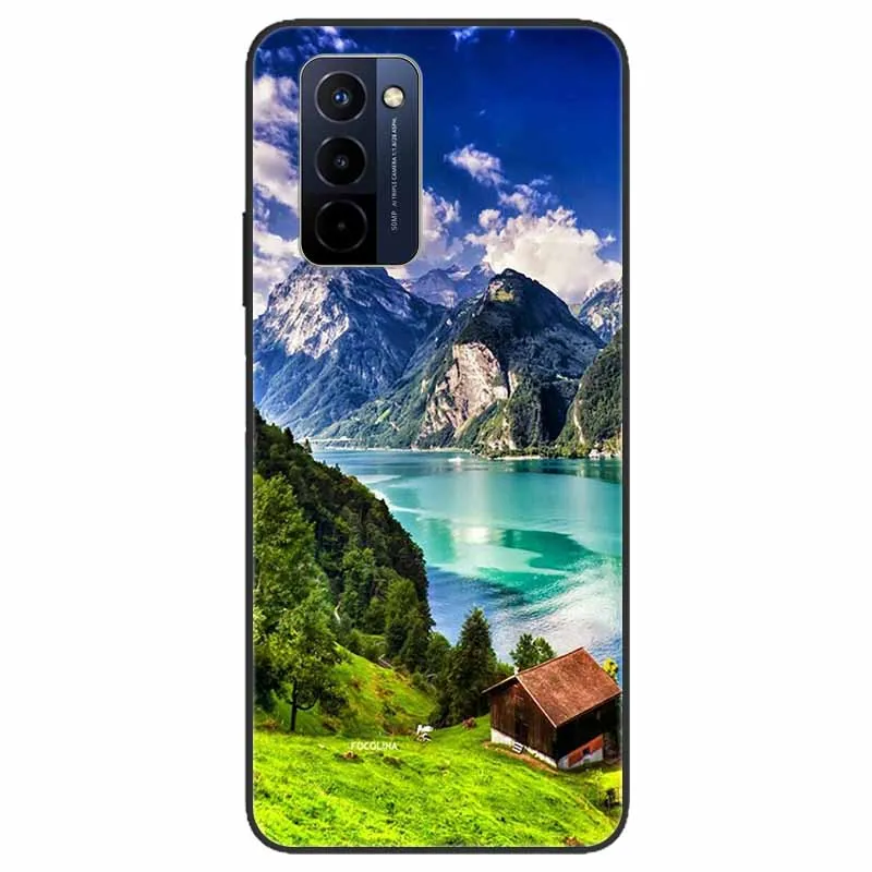 Stylish Black TPU Soft Silicone Bumper Case with Cartoon Flowers and Animals Design
