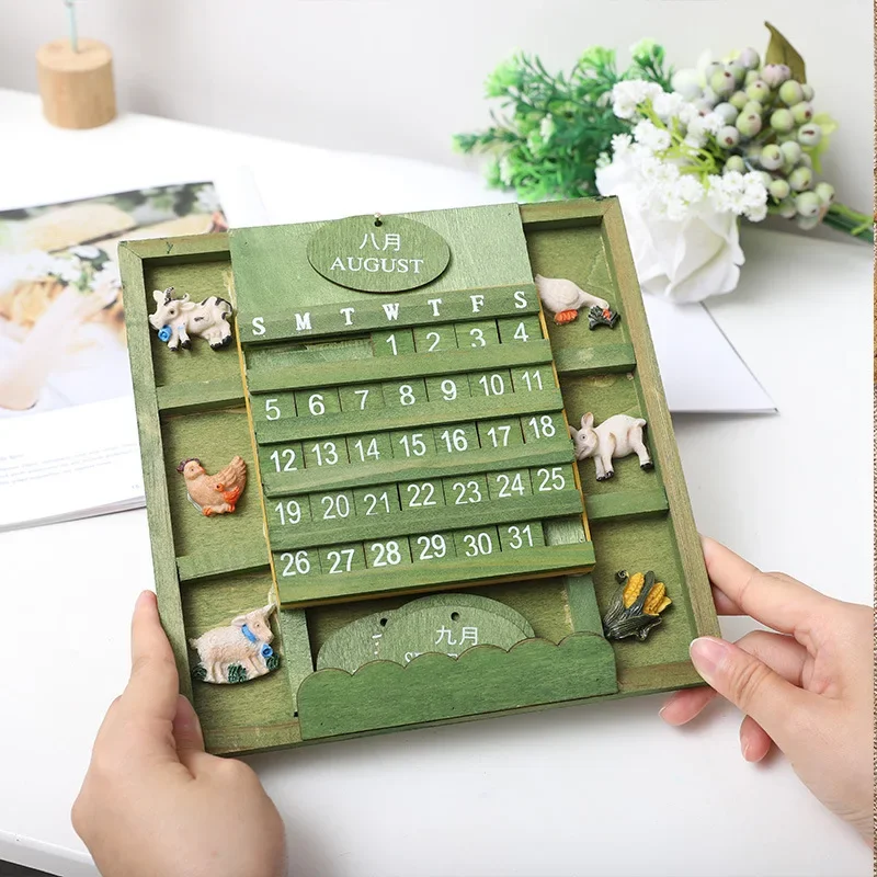 Creative wooden perpetual calendar home wall hanging handmade DIY calendar ins wind desk wall