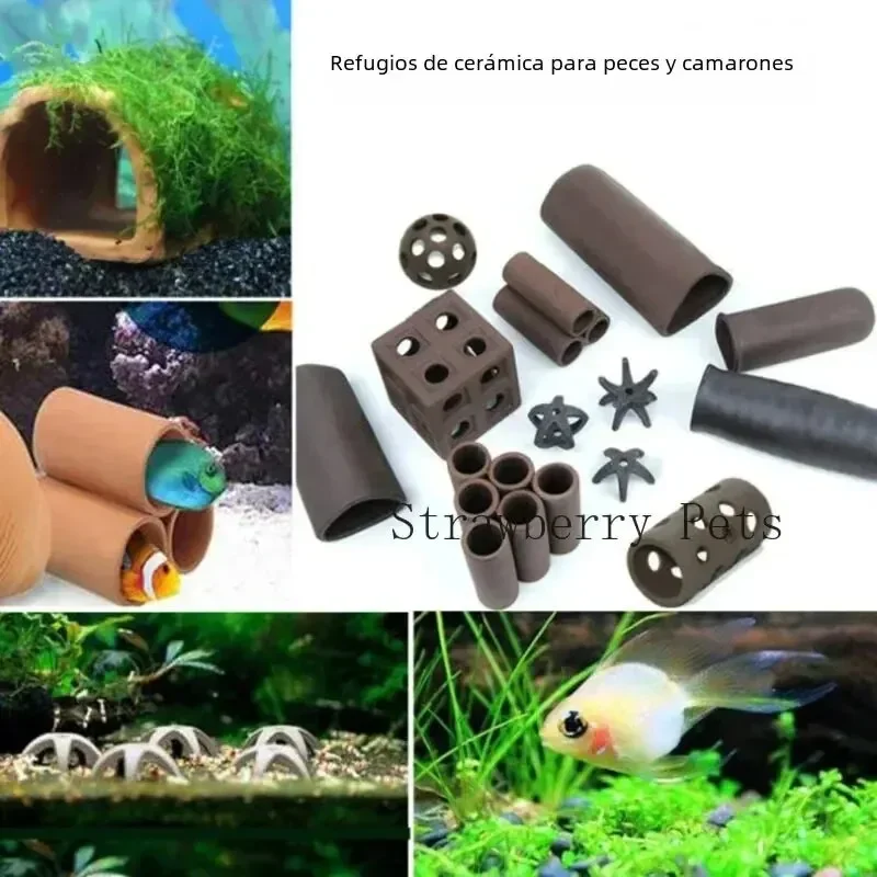 Ceramic House Fish Tank Aquarium Decoration Fish Shrimps Shelter House Pottery Scorpion Canister Simulation Stone Ornament
