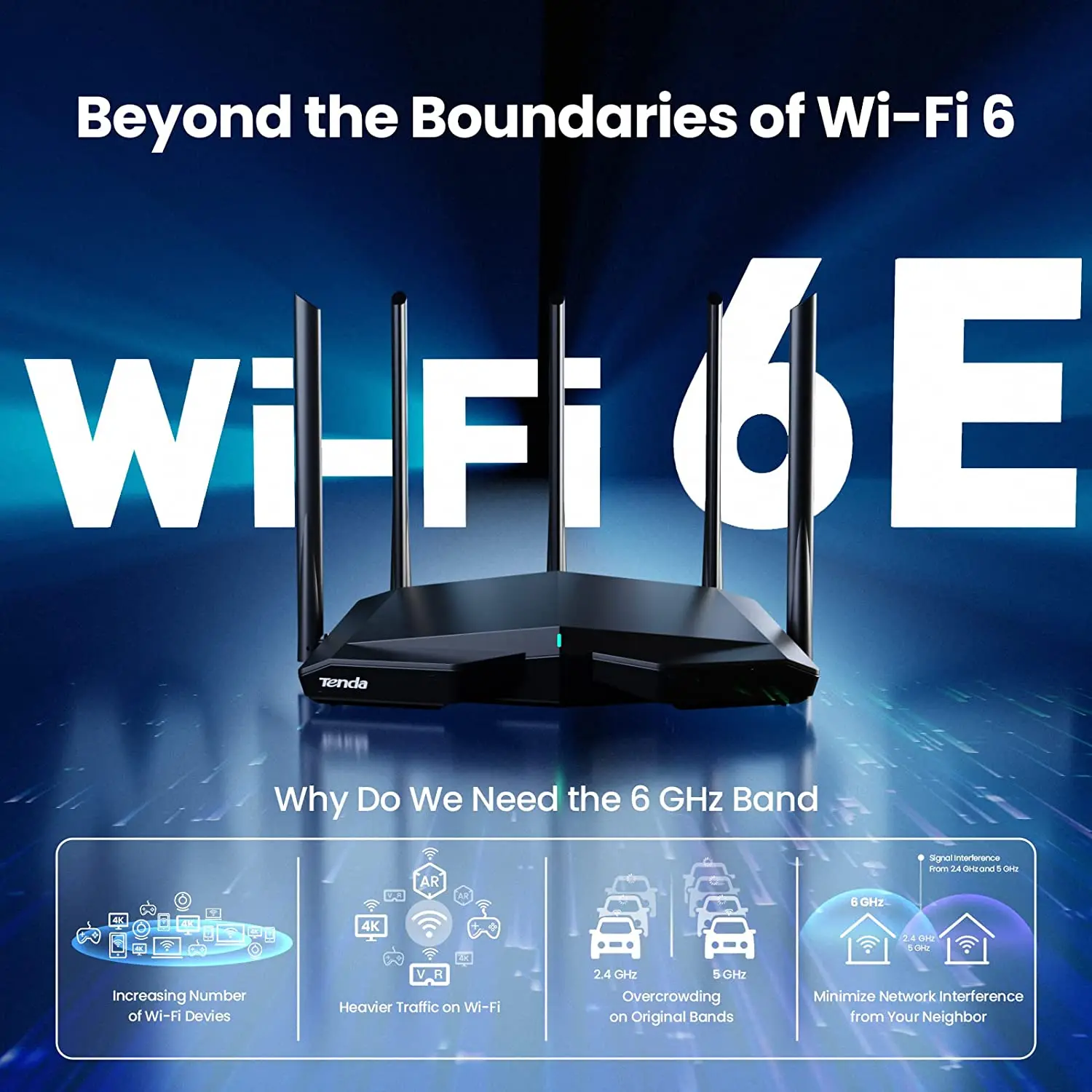 Tenda WiFi6 Router AX1500-AX5700 Tri-Band Gigabit Wi-Fi 6E Mesh Router Wireless Roteador Gigabit pk xiaomi router OFDMA &MU-MIMO