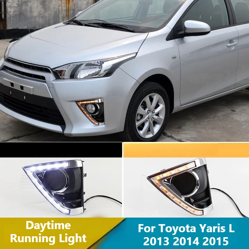 For Toyota Yaris L 2013 2014 2015 Car Led Daytime Running Lights Front Fog Lights Modified DRL Yellow Turn Signal 12V Daylights detail image 1