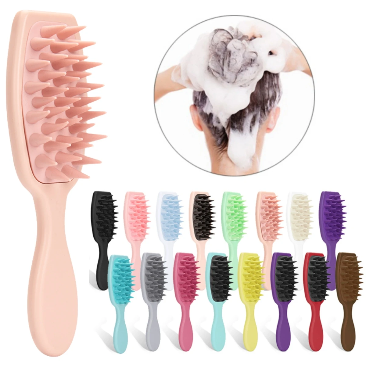 

Long Handle Silicone Shampoo Brush Head Scalp Massage Comb Hair Washing Comb Massage Scalp Brush Bath Brush Hairdressing Tool