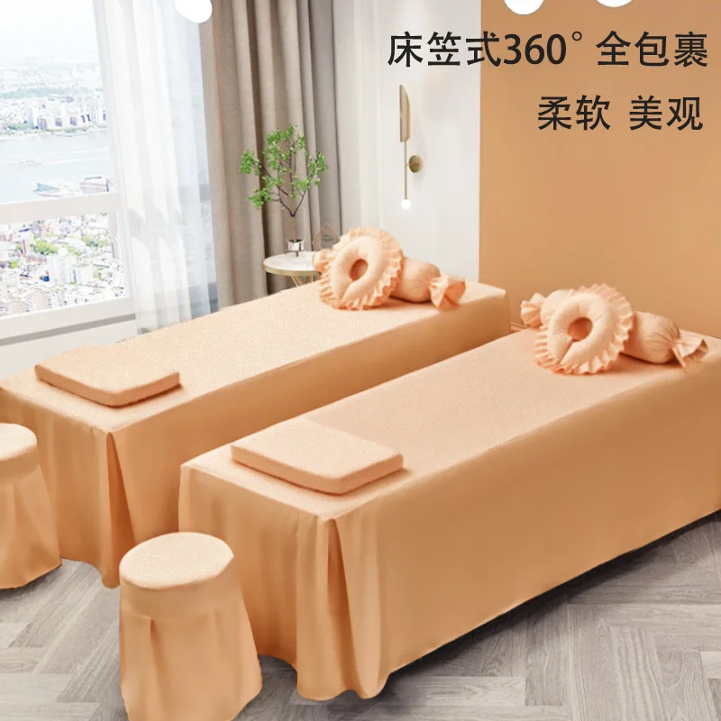 Solid Bedskirt for Beauty Salon 1pcs Massage Spa Table Bedcover Bedspread Anti-slip Skin-Friendly Bed Cover Sabanas with Hole