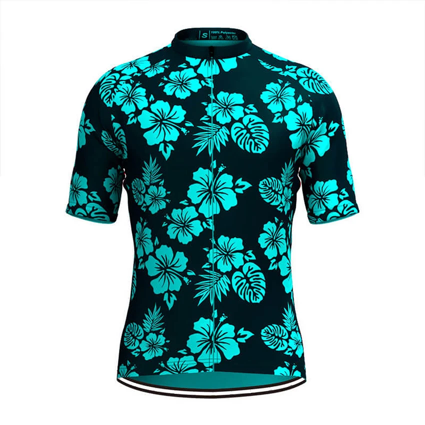 Tropical Floral Print Cycling Jersey Men Short Sleeve Ropa Ciclismo Triathlon Bike Wear Clothing Mtb Jersey