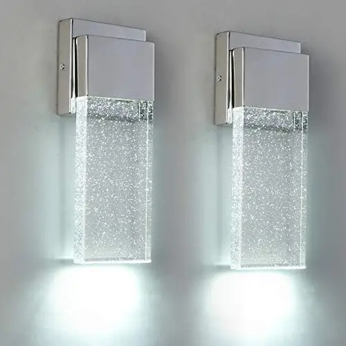 

Sconce 2 Pack, Light Fixture in Chrome Finished with Bubble Glass for Doorway Garden Hallway Living Room,Bedroom Classroom deco