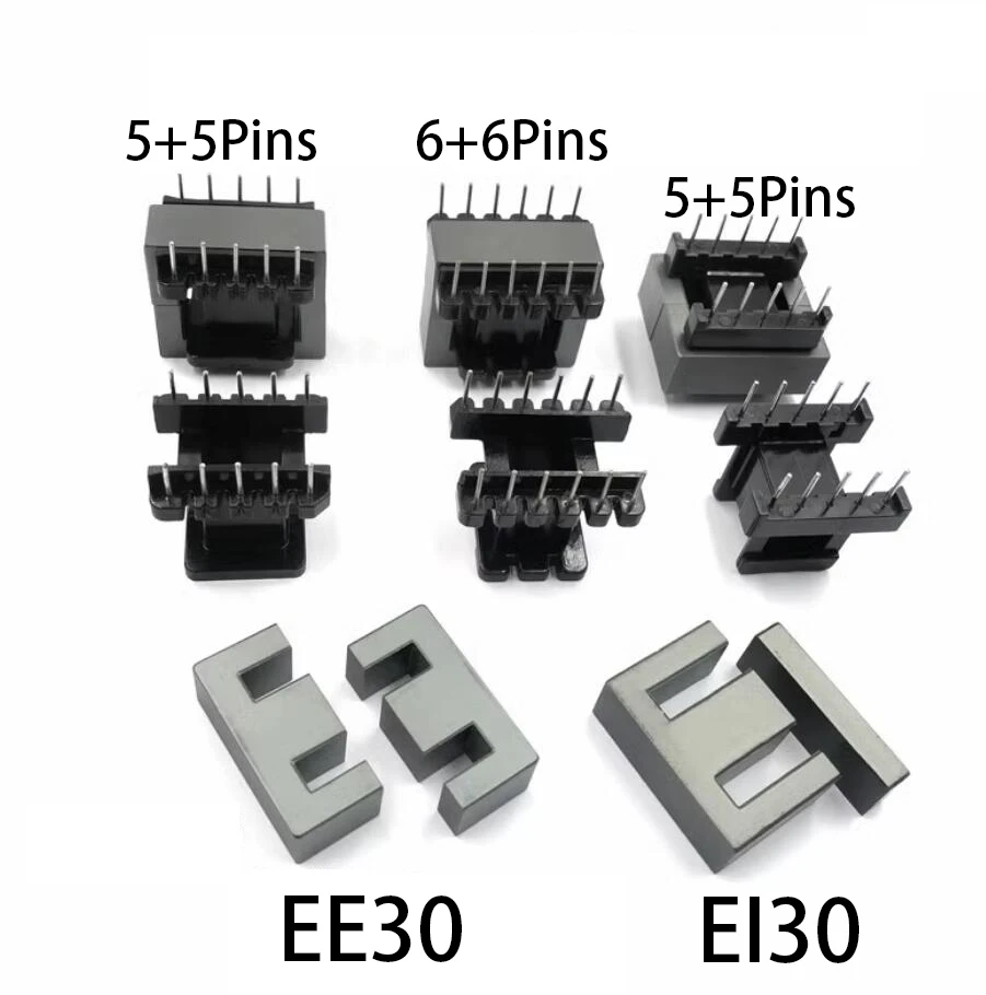 Transformador Horizontal Vertical da Ferrite Bobina do Núcleo Magnético Bobina Anterior Ee30 Ei30 Mais + Pinos 10 12p Passo de mm Mn-zn Pc40