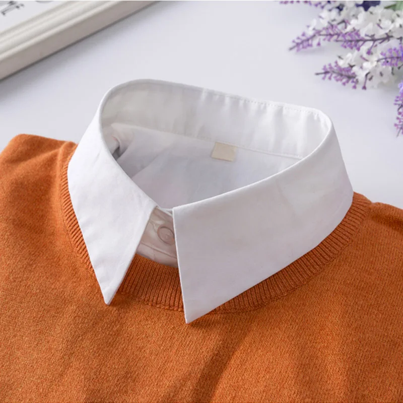 Solid Shirt Cotton Lace False Collar Women Blouse Vintage Detachable Collars 