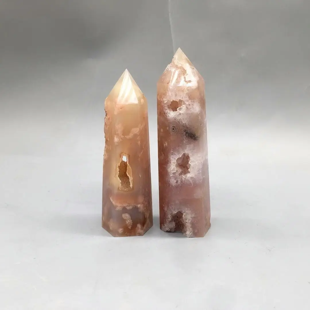 

10pcs Natural Cherry Blossom Agate Wand Points Polished Natural Stones And Crystals Healing Gemstones For Home Decoration