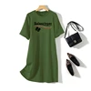 Women Clothing Short Sleeve Dresses Summer Basic O-neck Cotton Letter Printed Tunic Casual Loose Comfortable Straight Dresses 4