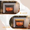 Portable Freestanding Wood Stove Heater, Realistic 3D Dancing Flame Effect and Stacked Stone Surround. 3