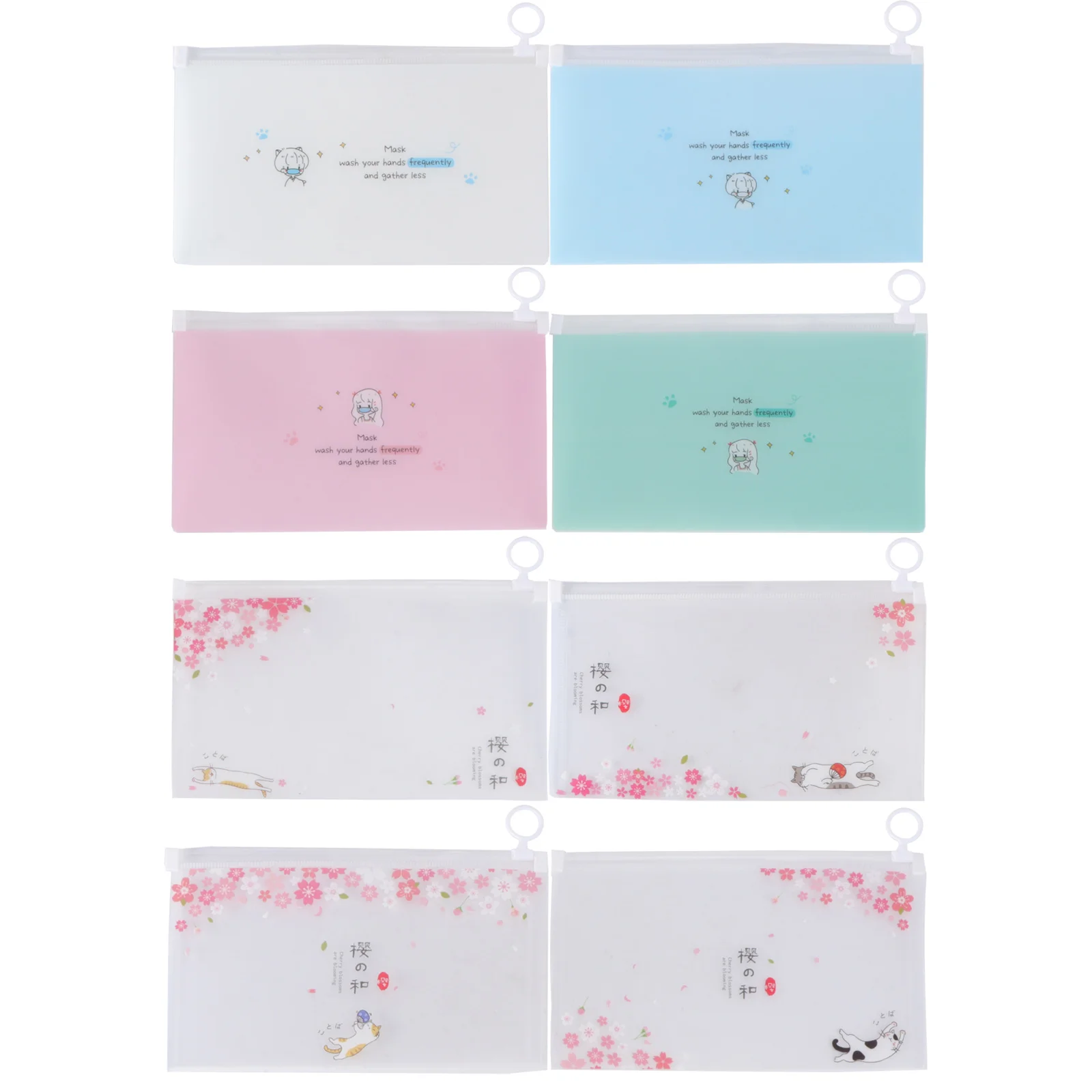 

8Pcs Student Zipper Zipper File Bags Document Mouth Muffle Travel Bags Office Supplies Travel Organization