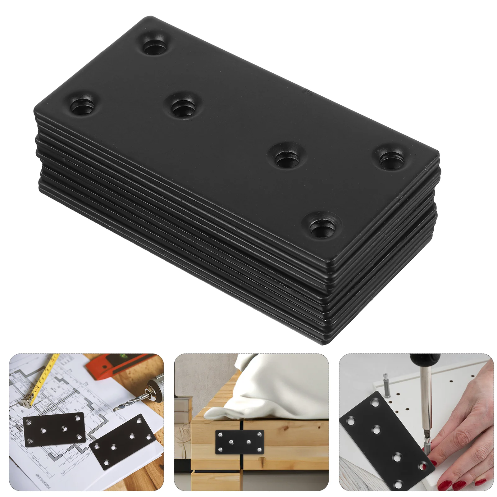 

12 Pcs Connect Fragment Code Corner Braces for Wood Mending Plates Metal with Holes Straight Bracket Flat Brackets