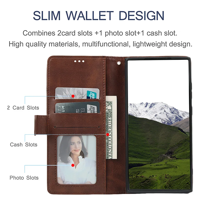 Premium Wallet Magnetic Flip Leather Waterproof Phone Case - Drop Proof and Dustproof