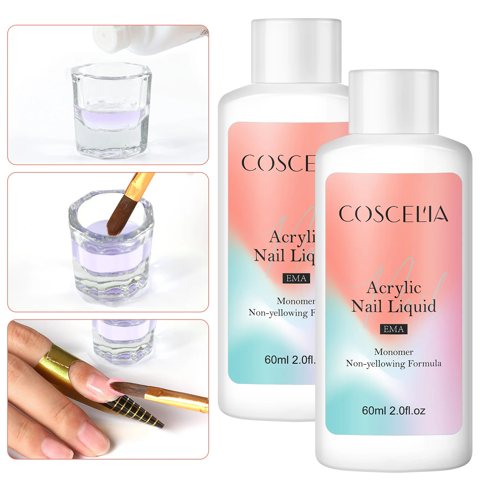 Nail Acrylic Liquid COSCELIA Monomer Acrylic Nail Liquid 30ML/60ML EMA Acrylic Liquid Fast Dry Crystal Nail Art Extension